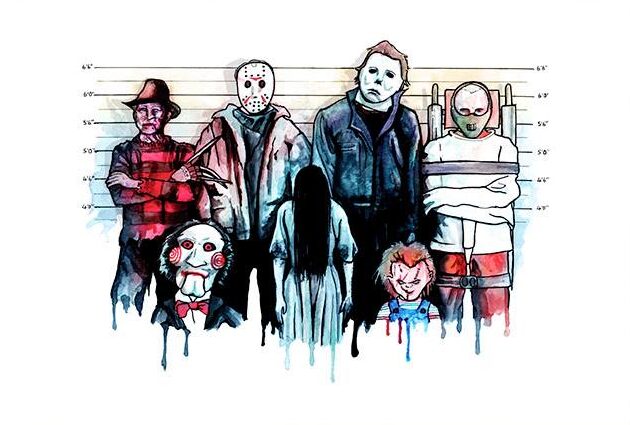 Horror Lineup Freddie Kruger Friday The 13th Halloween Silence of the Lambs Jigsaw The Ring Chucky Geek Gallery 